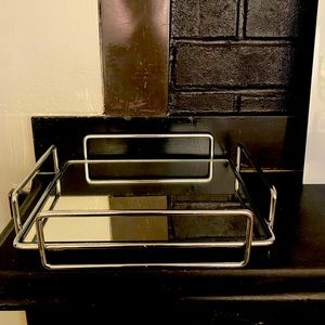 Glass mirrored cosmetic tray
